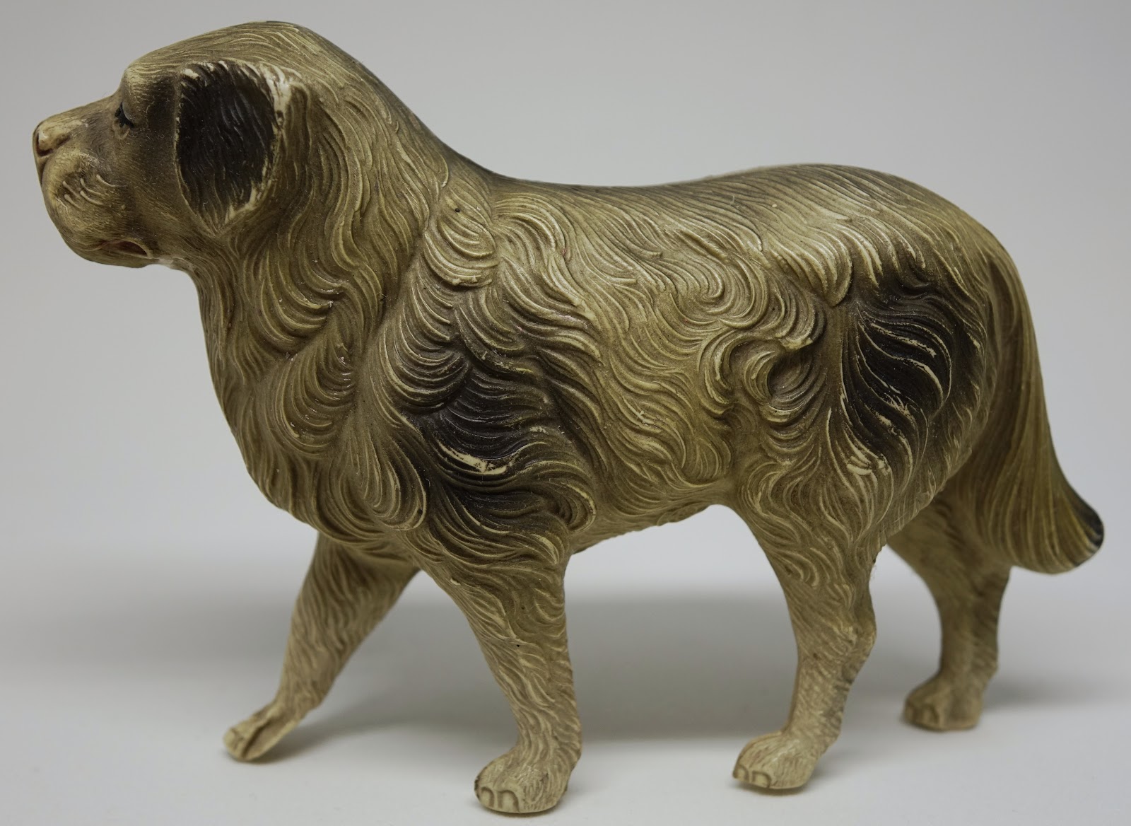 Rare Vintage Antique Celluloid Dog Figurine Toy St. Bernard Rescue Dog