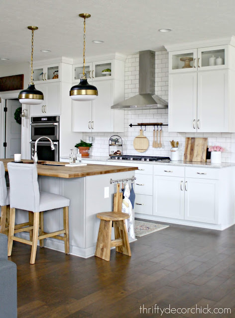 Bright kitchen with wood accents 