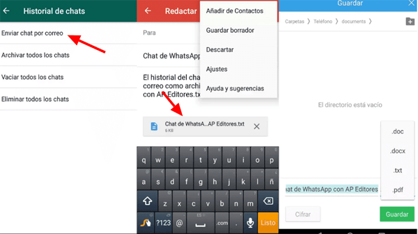 How to save any conversation on Word file requests via whatsapp to read them on any device