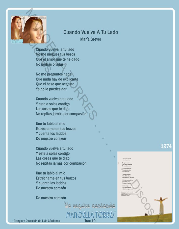 MANOELLA TORRES . . . . . . . . . .Discos Y Canciones: Cuando Vuelva A Tu Lado (María Grever )