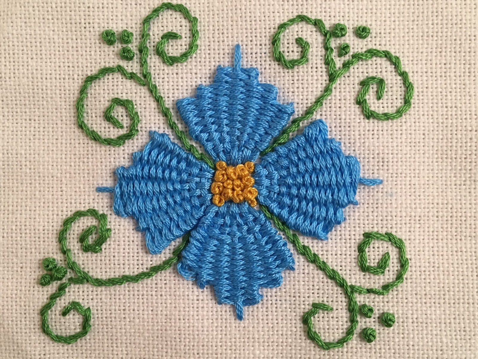 Kamal Kadai Stitch Flower, a tutorial by Michelle for Mooshiestitch Monday on Feeling Stitchy