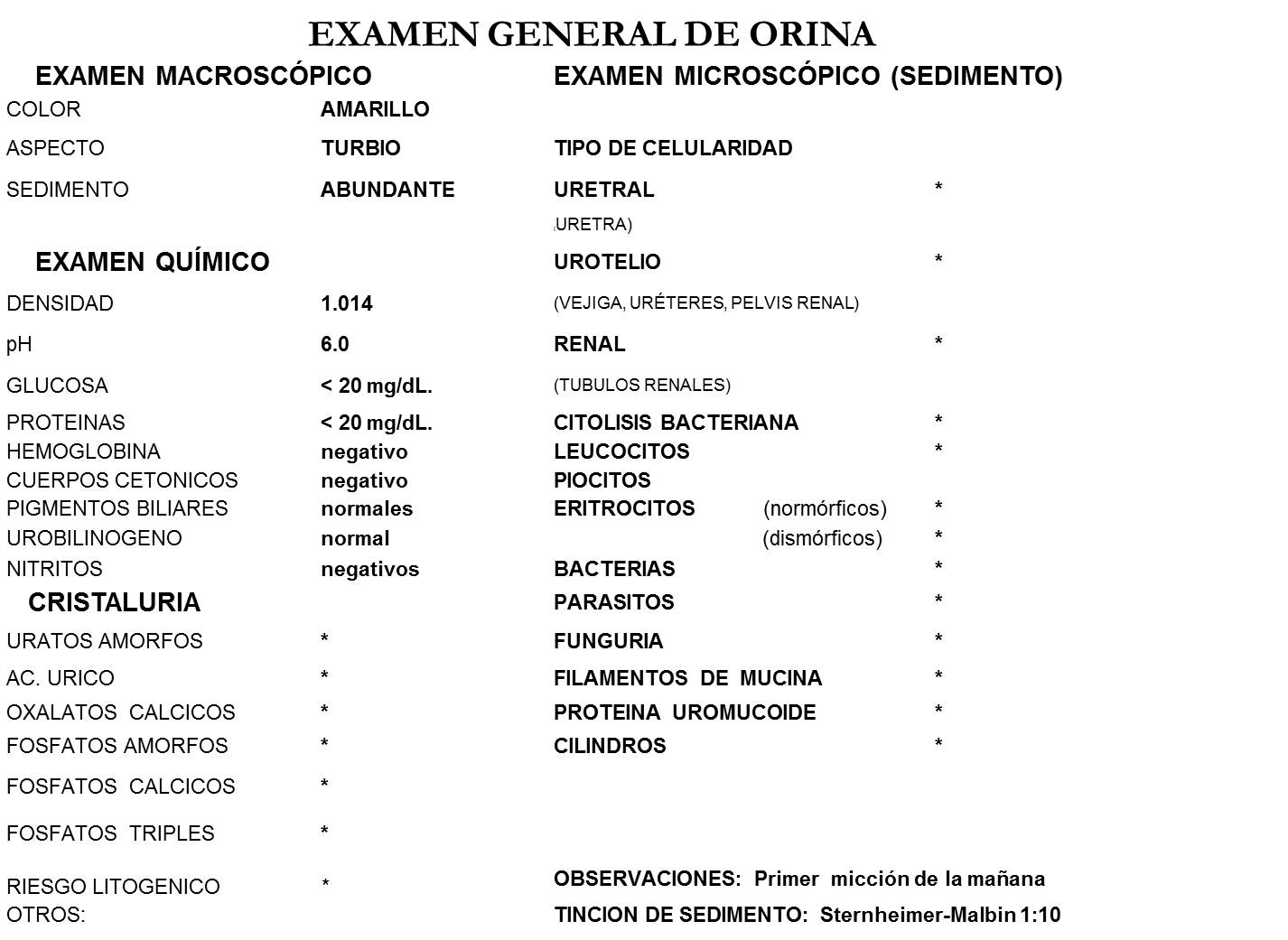 filamentos de mucina en orina moderada