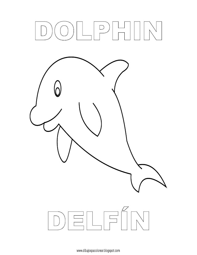 Dibujos Inglés - Español con D: Delfín - Dolphin