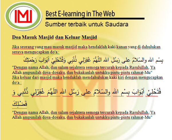 Do�a Masuk Masjid Dan Do�a Keluar Masjid - PONDOK ILMU