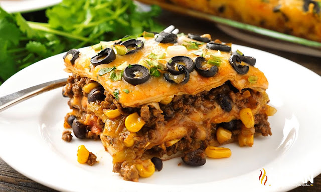 Mexican lasagna on a plate
