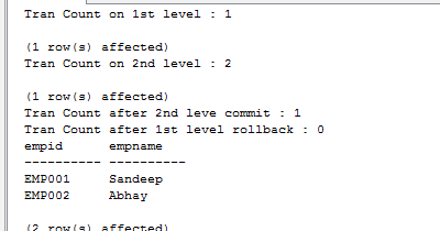 Nested Transaction in Sql Server - IT Developer Zone
