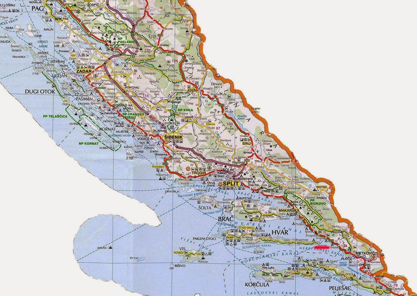 zemljopisna karta dalmacije Aprendendo Croata: DALMACIJA zemljopisna karta dalmacije