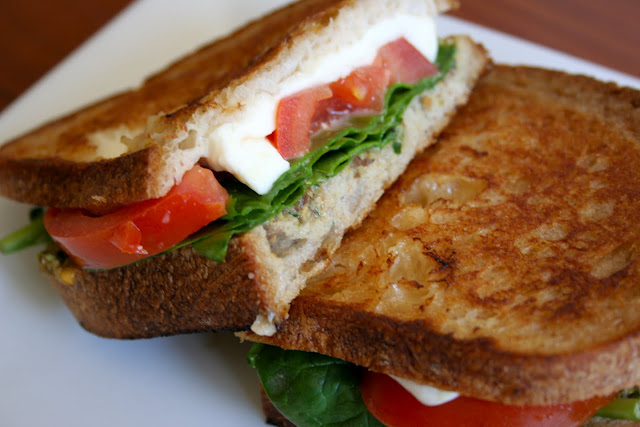 Omnivorous: Tomato, Tapenade, and Spinach Grilled Cheese
