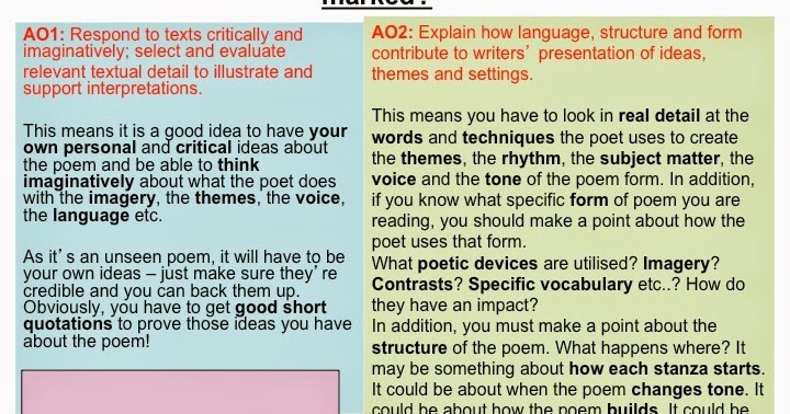 Mrs B's GCSE English Blog: The Unseen Poetry Question