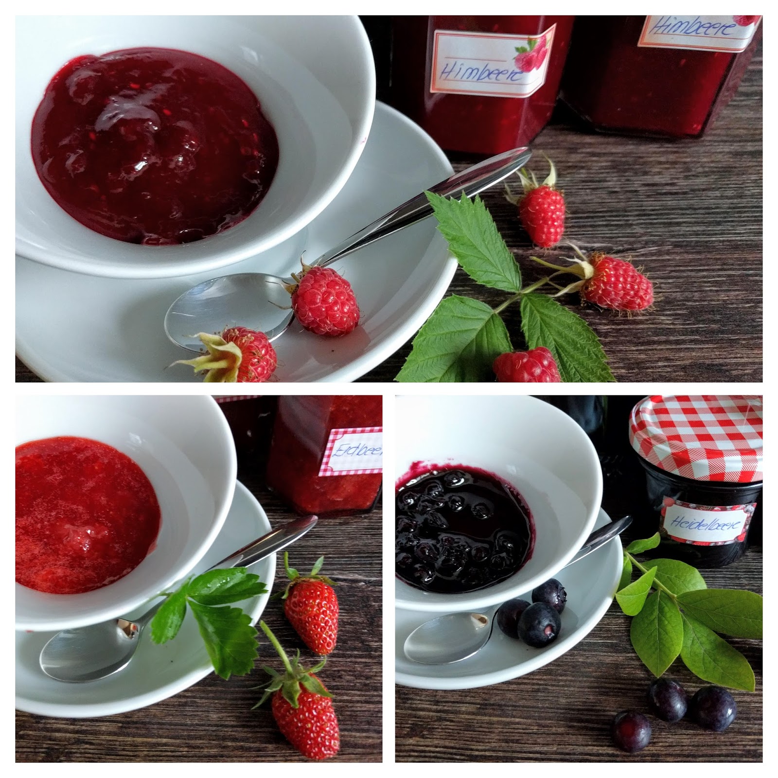- Himbeer-, Erdbeer- und Heidelbeer-Marmelade