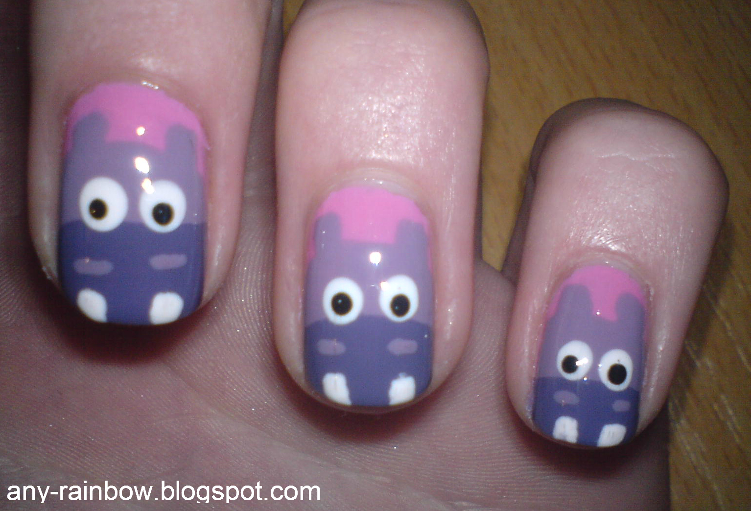 Any Rainbow Hippo Nail Design