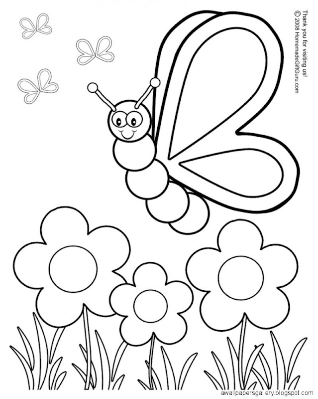 Butterfly With Flowers Coloring Pages  Silly Butterfly Coloring