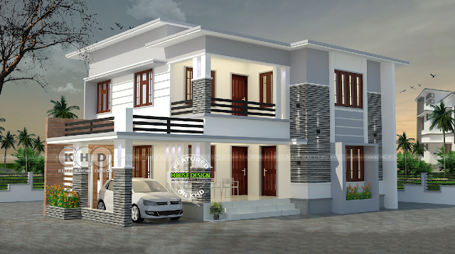 2050 Square Feet, 4 Bedroom Flat Roof House Design Concept