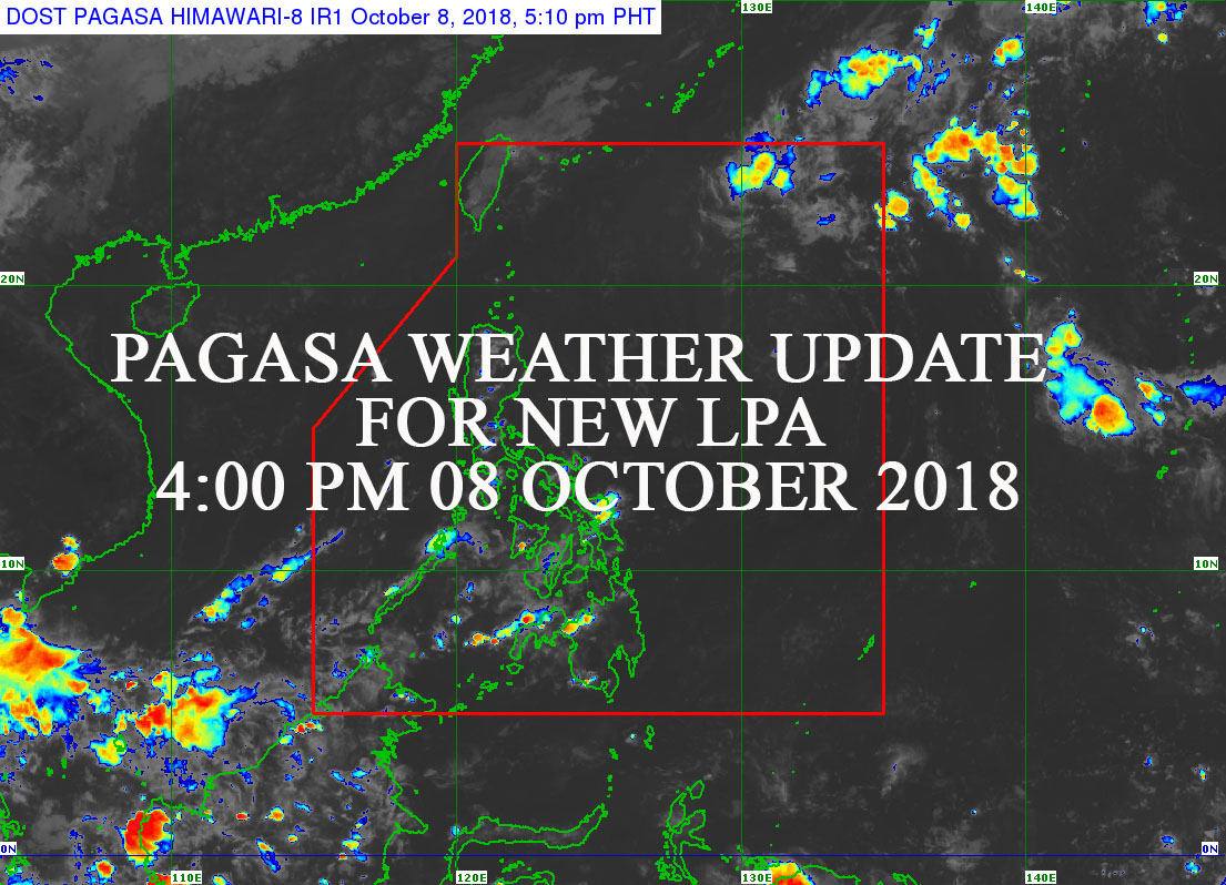 PAGASA Weather Update for New LPA as of 400 PM 08 October 2018. PH