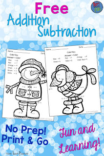  Free Addition and Subtraction Color by Answer