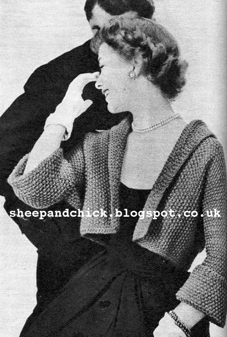 The Vintage Pattern Files: 1950's Knitting - Cropped Jacket & Angora Collar