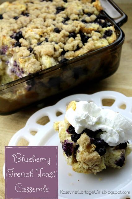 Blueberry French toast casserole on a white plate | The best homemade blueberry French toast casserole 