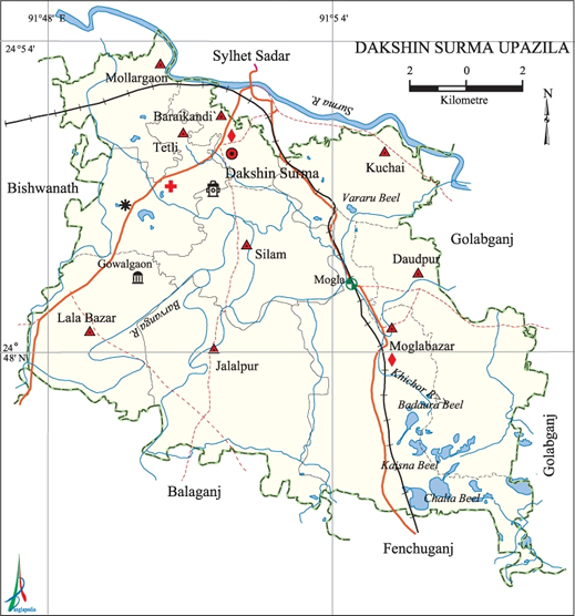 Dakshin Surma Upazila Map Sylhet District Bangladesh