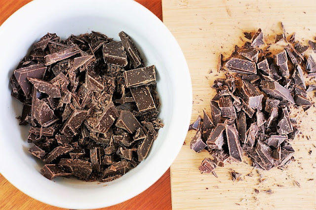Chopped Chocolate in a Bowl Image