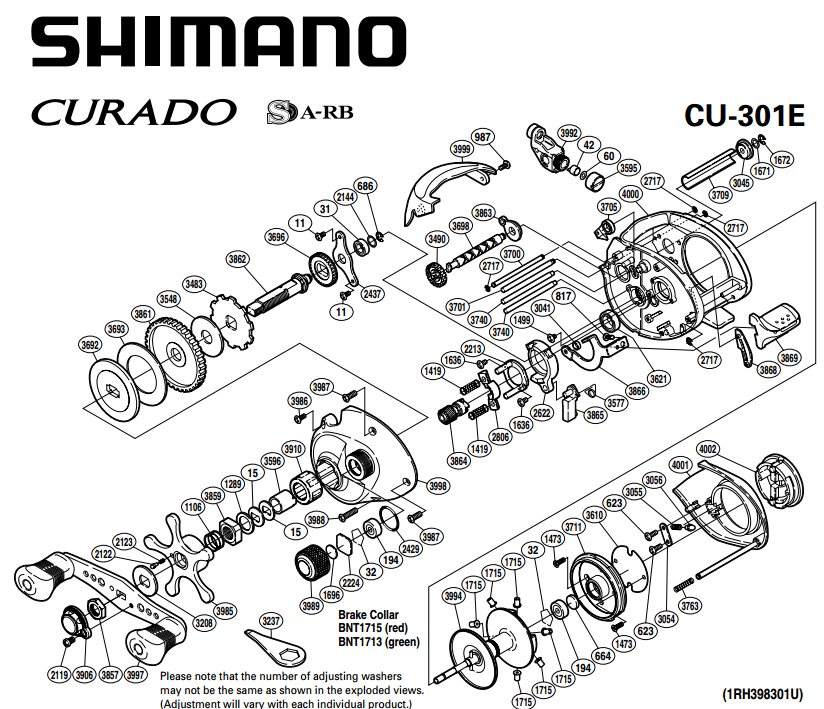 shimano curado E schematics | most complete fishing reels schematics