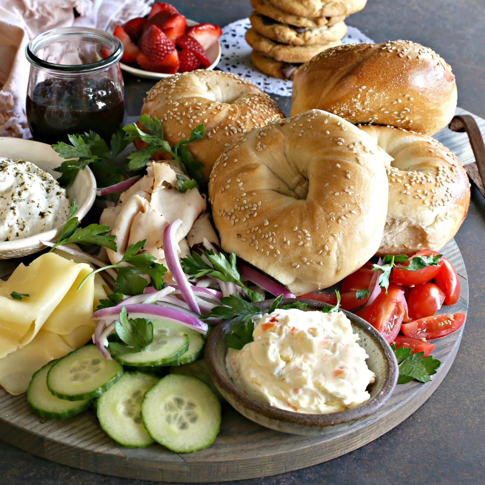 Hungry Couple Bagel Breakfast Bar with Labneh and Za'atar Cream Cheese