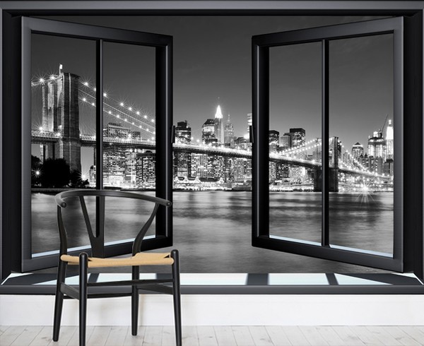 3D Tapetti Brooklyn Bridge Tapetti 3D Ikkuna