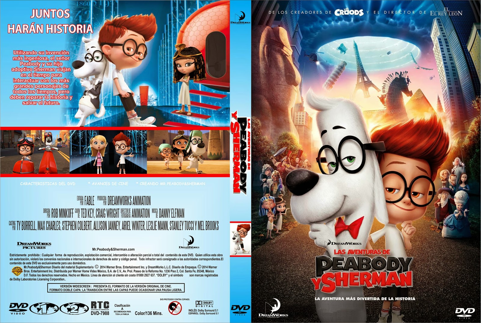 Pb Dvd Cover Caratula Free Mr Peabody And Sherman Dvd Cover 2014 EspaÑol