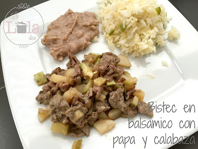 Bistec Con Papa Y Calabaza, Romero Y Balsámico
