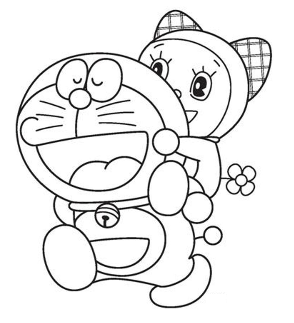 Kumpulan Sketsa Gambar Mewarnai Hitam Putih Kartun Dorami Doraemon