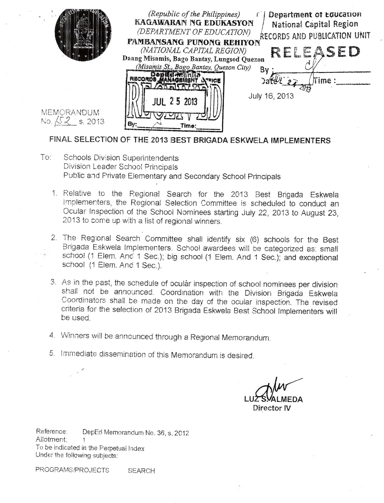 Department Of Education Manila Division Memorandum No 423 Final