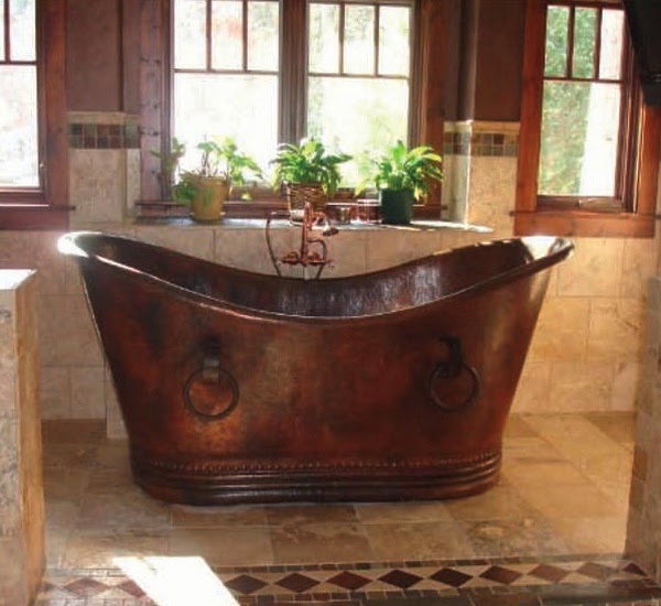 impressive bathroom with copper tub