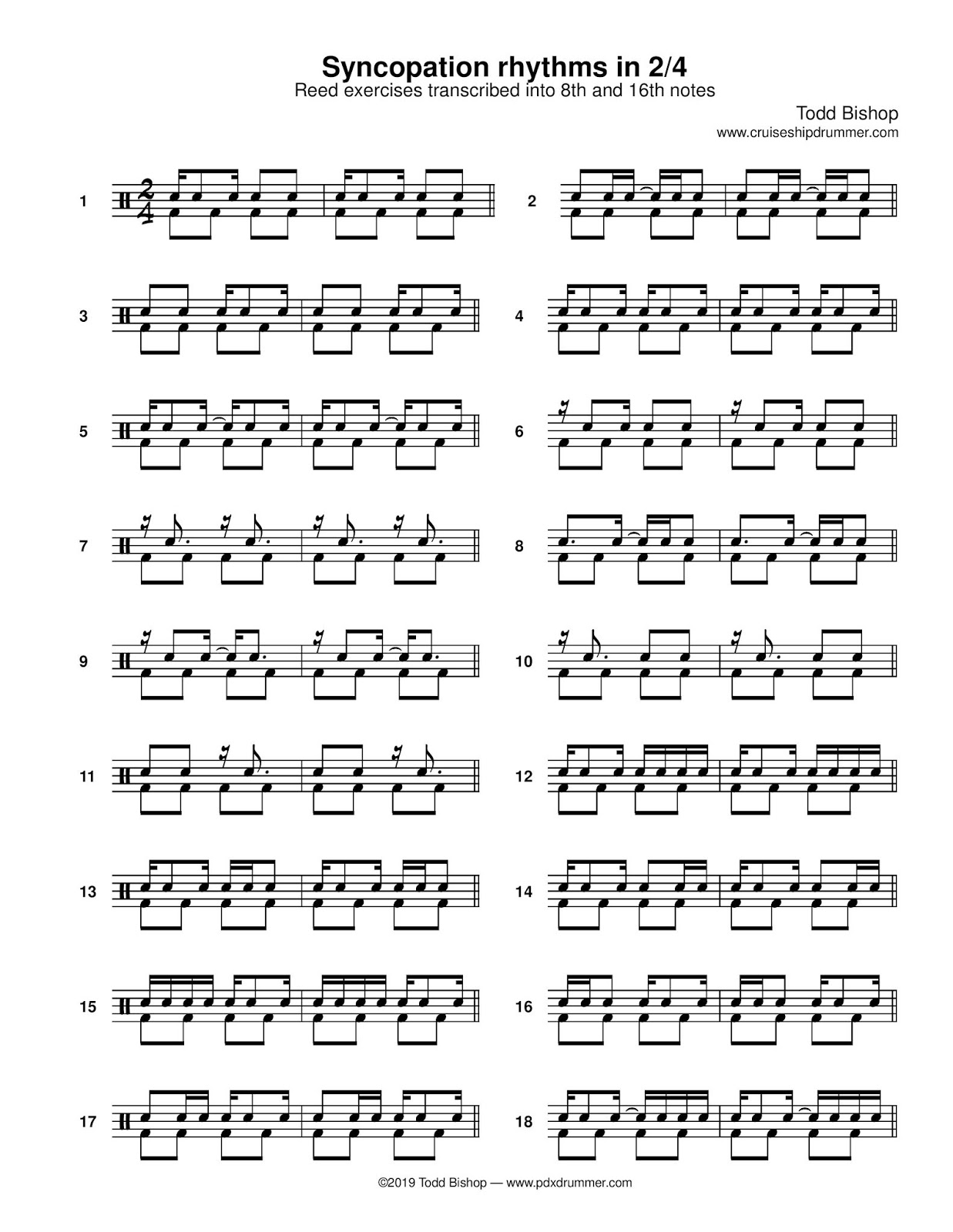 Cruise Ship Drummer!: Syncopation rhythms in 16th notes