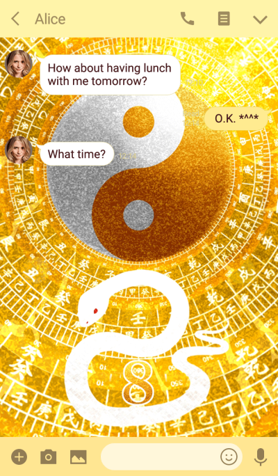 Golden yin yang and white Snake 88