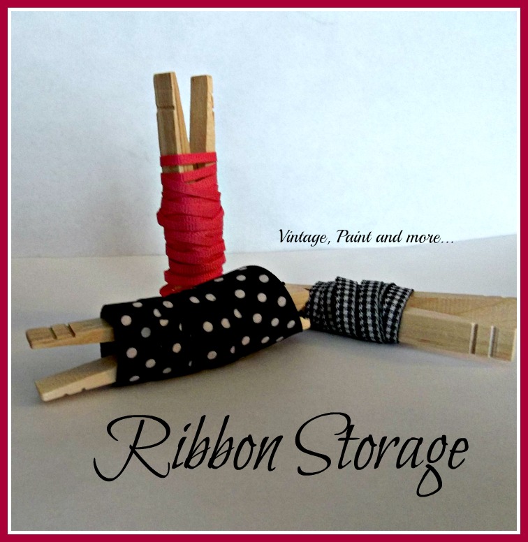Vintage, Paint and more... organizing your ribbons with clothespins and a thrifted canister set