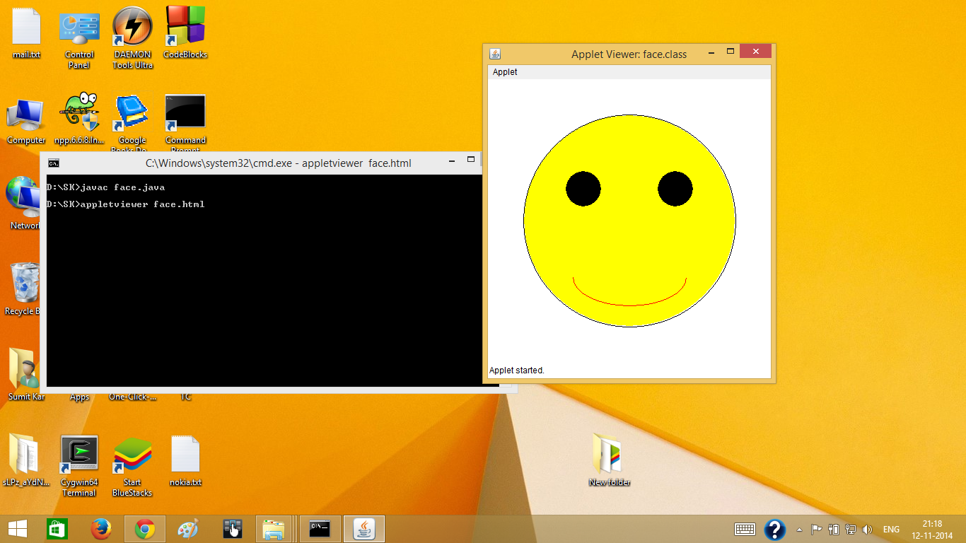 Applet code to generate a smiley