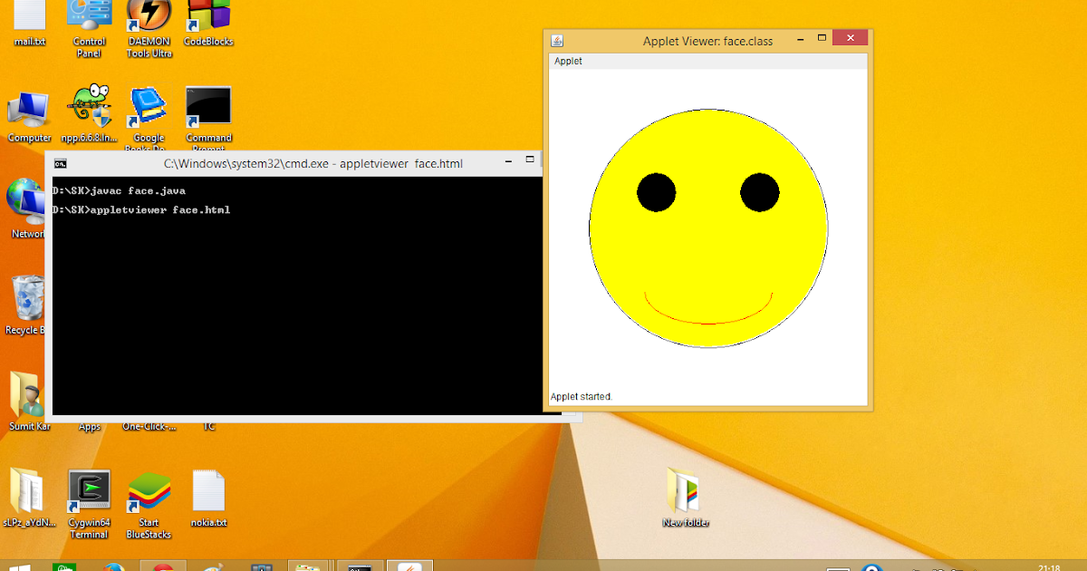 Applet code to generate a smiley