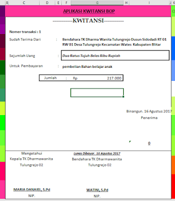 Download Aplikasi Kwitansi Otomatis Untuk Laporan Lpj Bop