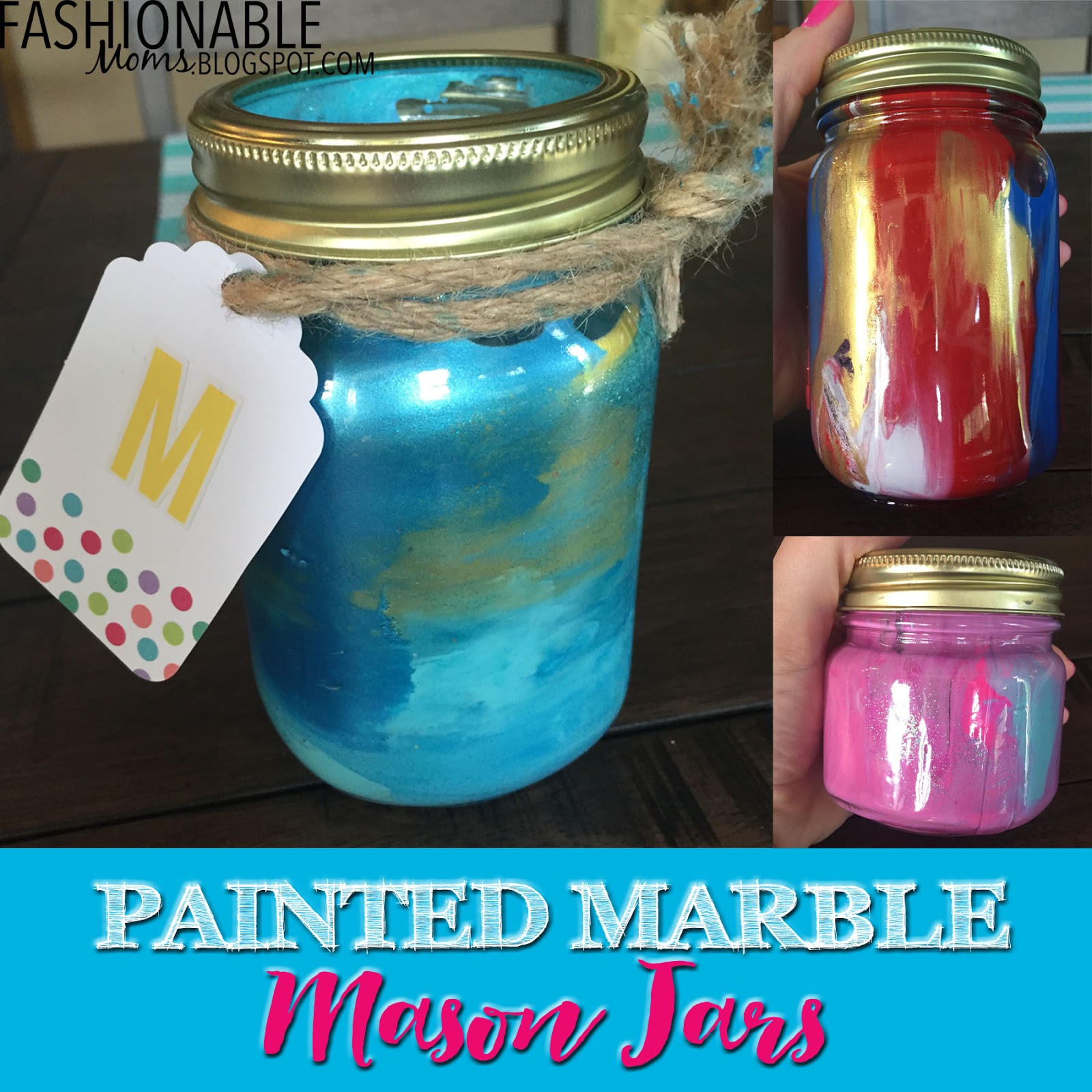 My Fashionable Designs Kids Craft Project Marble Painted Mason Jars