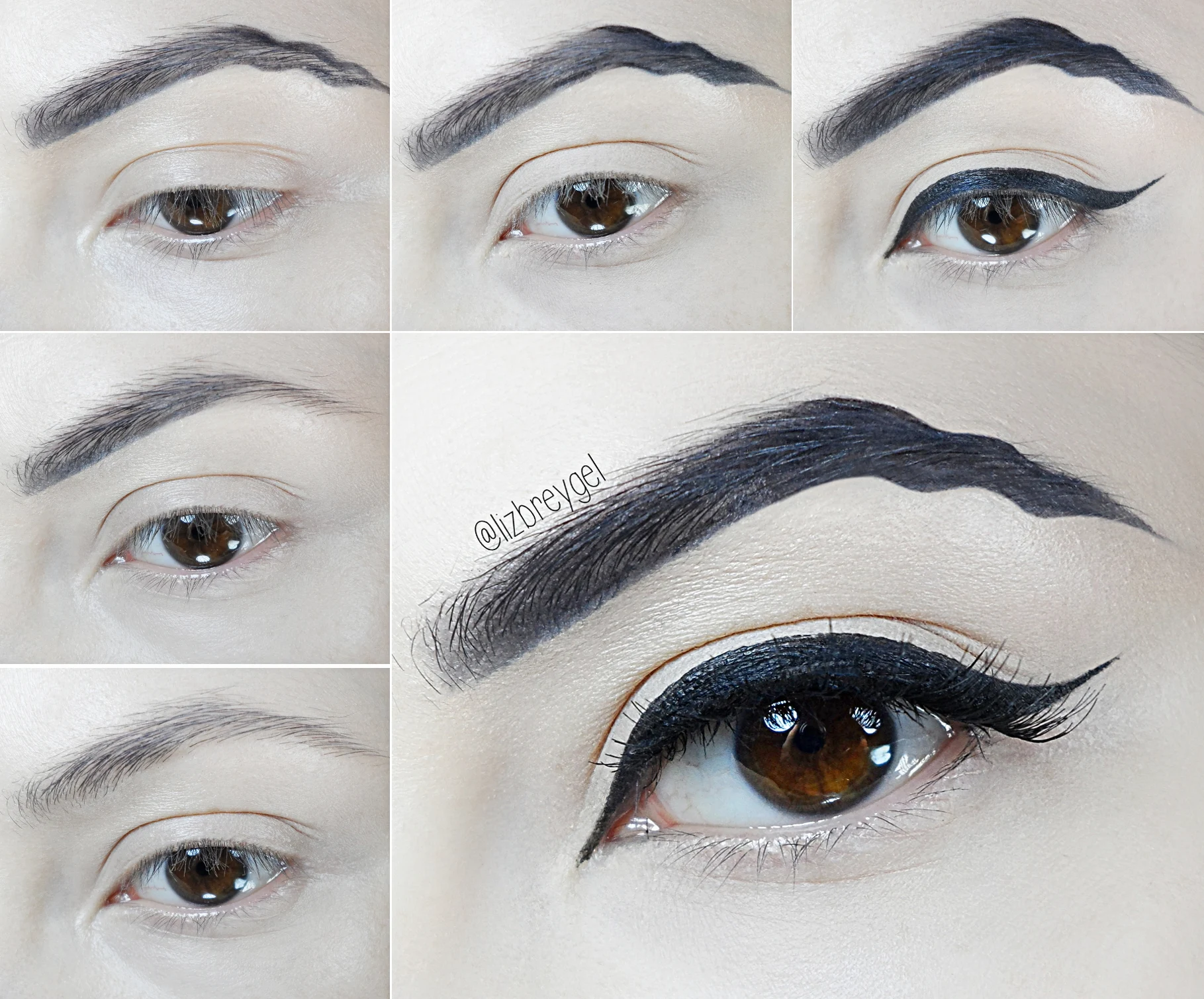 step-by-step makeup pictorial showing how to do the trendy wavy or squiggly eyebrow makeup look