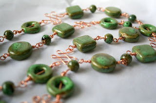 A touch of Autumn: copper, ceramic, necklace, wire wrapping :: All Pretty Things