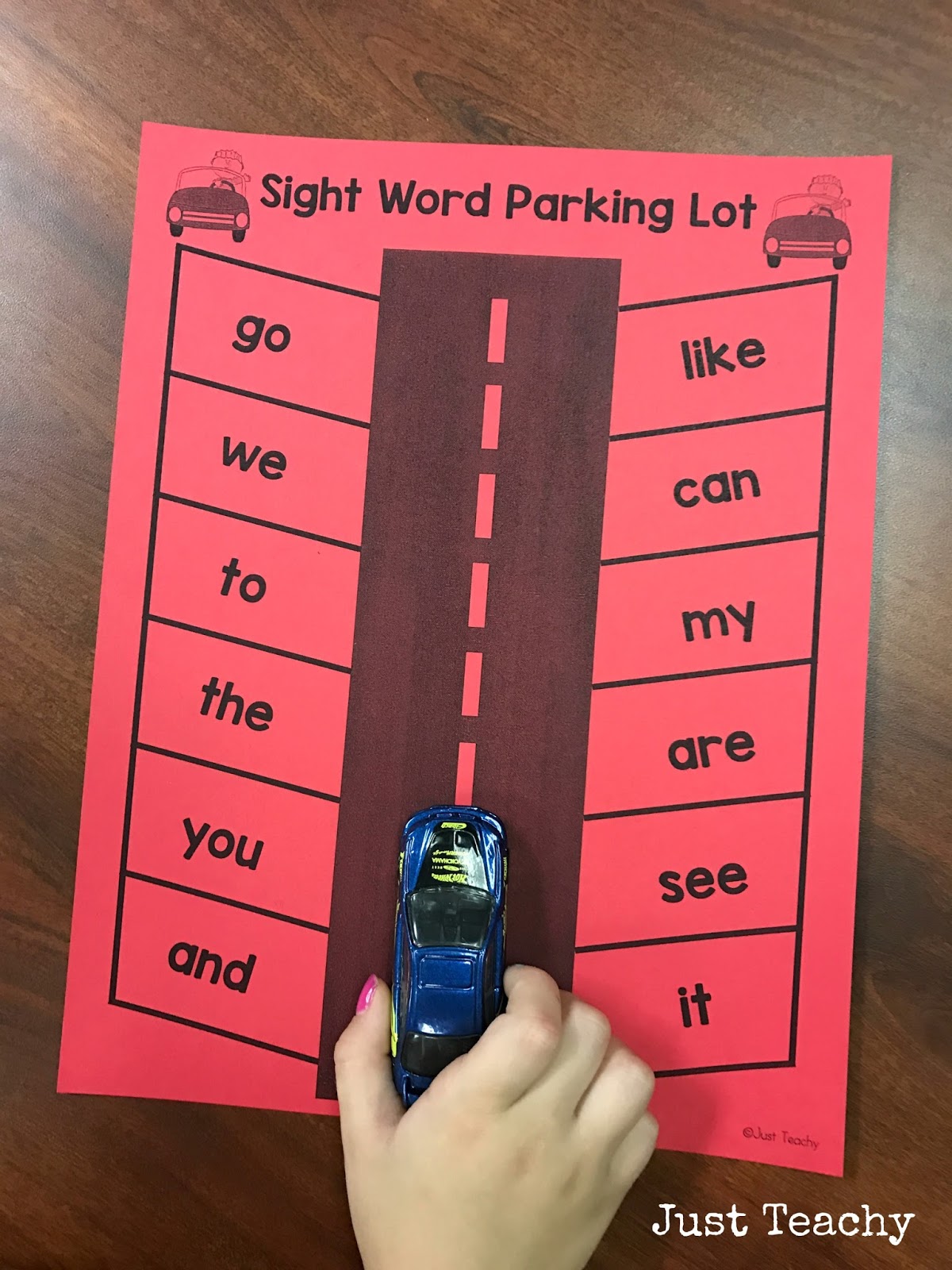 Just Teachy Sight Word Parking Lot FREEBIE