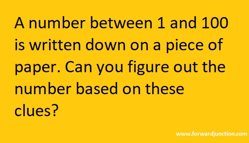 A number between 1 and 100 | With ANSWER - Forward Junction Puzzles