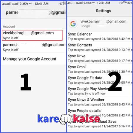 select gmail jise remove karna hai