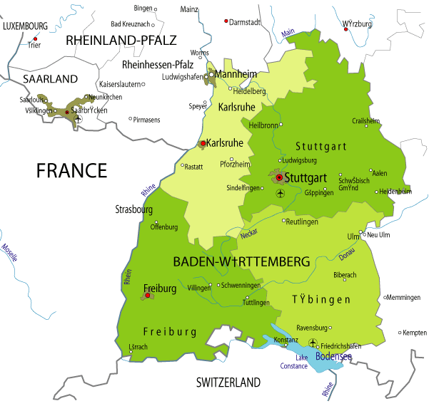 karta baden württemberg Baden Wuttenberg Map Federal States of Germany | Map of Germany karta baden württemberg