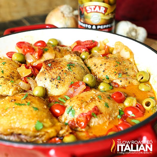 √ PanFried Chicken Thighs with Olives and Tomatoes cooking zone
