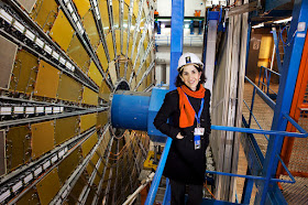 Fabiola Gianotti at the Large Hadron Collider site deep underground on the France-Switzerland border