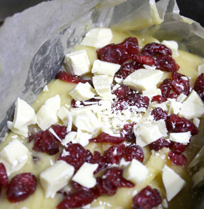 white chocolate and cranberry blondies
