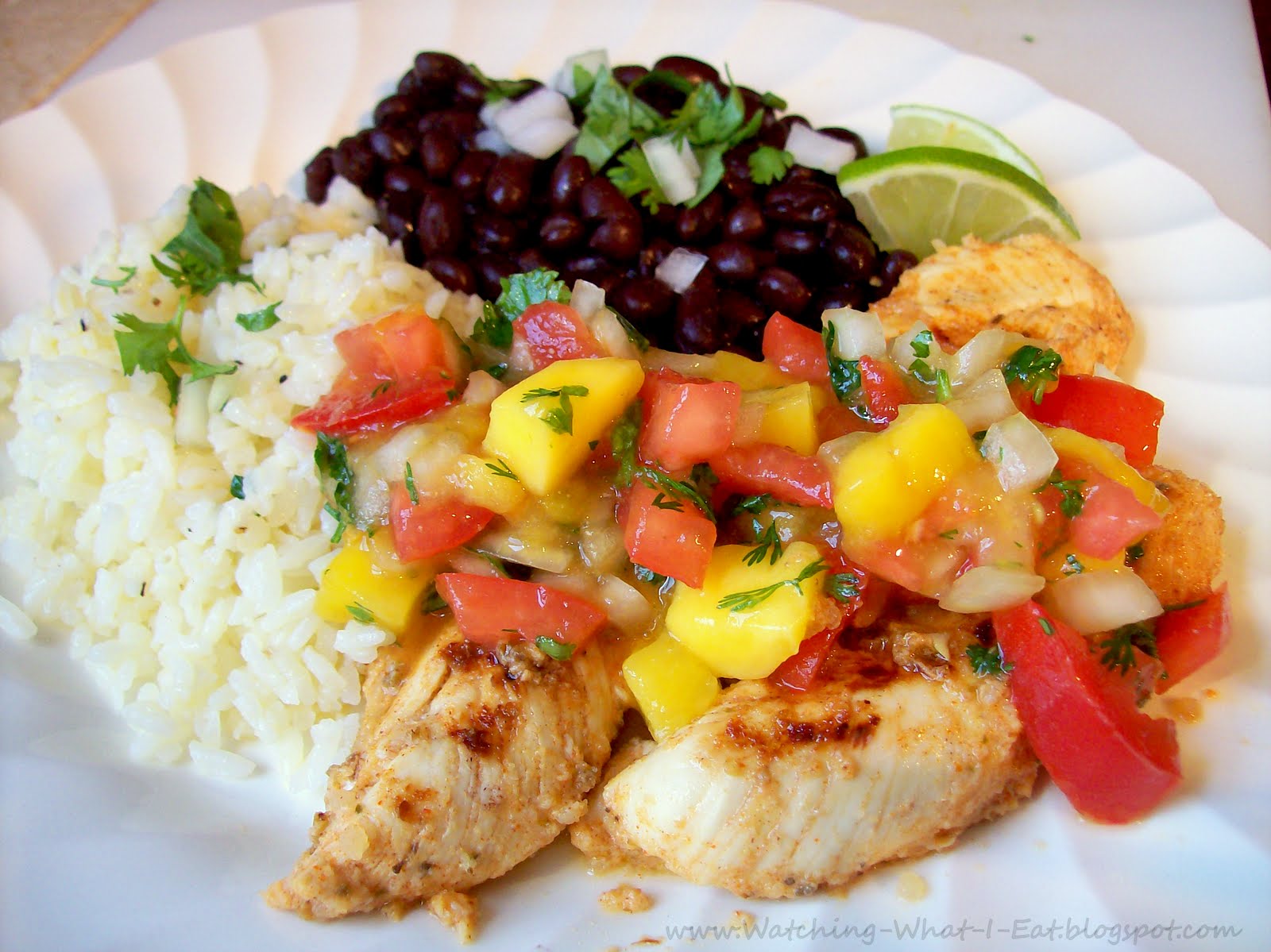 Watching What I Eat Grilled Cuban Chicken Tenders & Mango Salsa