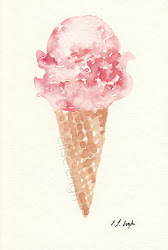watercolor painting ice cream pink cone wants elise engh