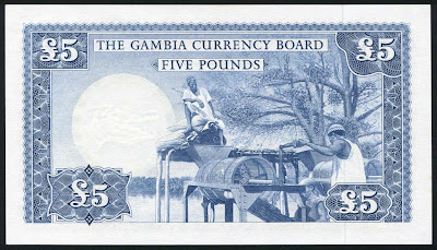British notes Gambia banknotes Currency five pounds bill